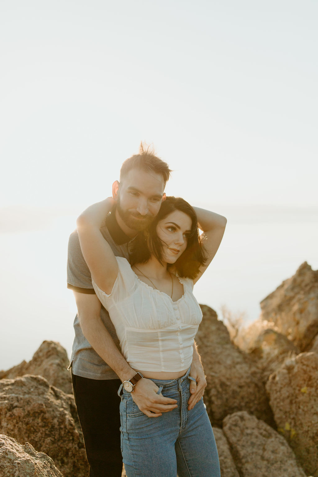 Engagement Session at Cave Rock in Lake Tahoe, California for Brandon and December.