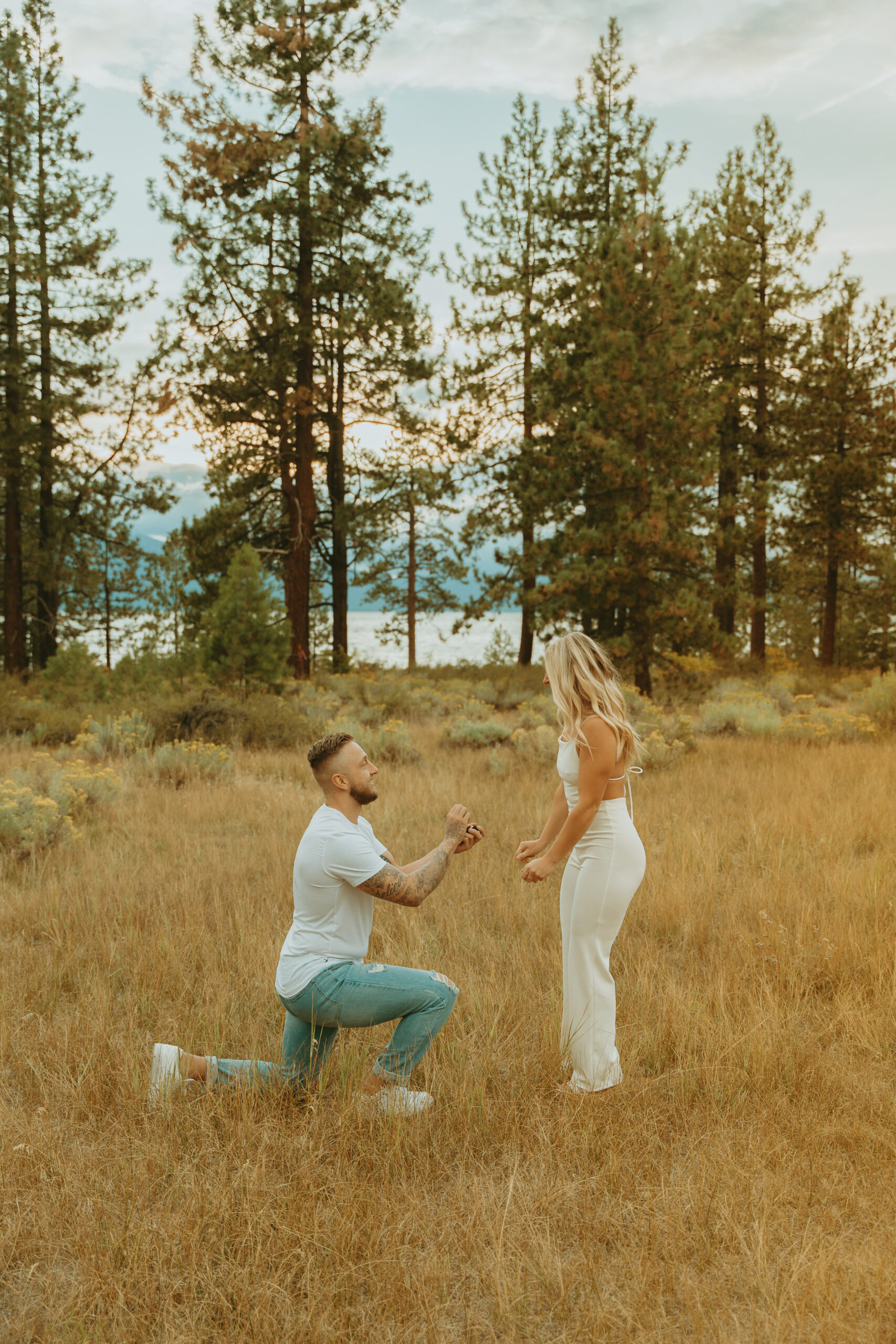 Proposal South Lake Tahoe California Celebrating a Young Couple Romantic Engaged Era.