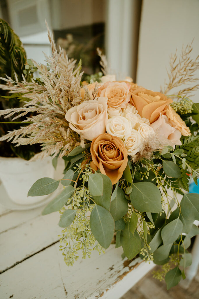 Reno wedding photographer captures blush pink wedding bouquet before wedding