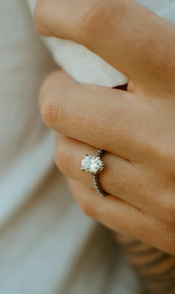 Reno wedding photographer captures close up of engagement ring