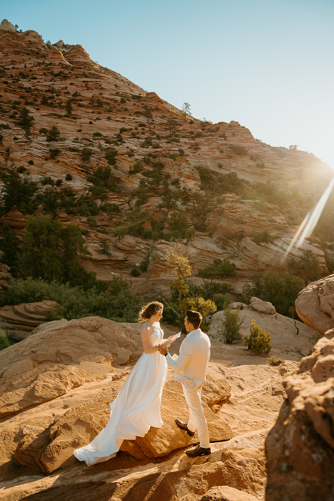 Destination Wedding Photographer captures bride and groom reading vows