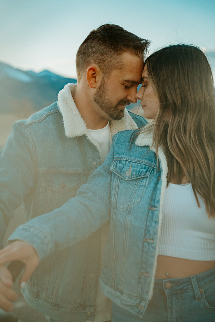 Reno Wedding Photographer captures newly engaged couples touching foreheads